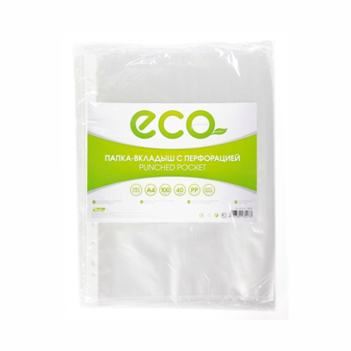 Файл Прозрачный д/Скоросшивателя А4 40мкм ECO Hatber (100) 525196